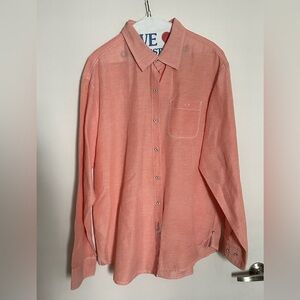 Tommy Bahama Hawaiian long sleeve button front men’s large shirt orange plaid